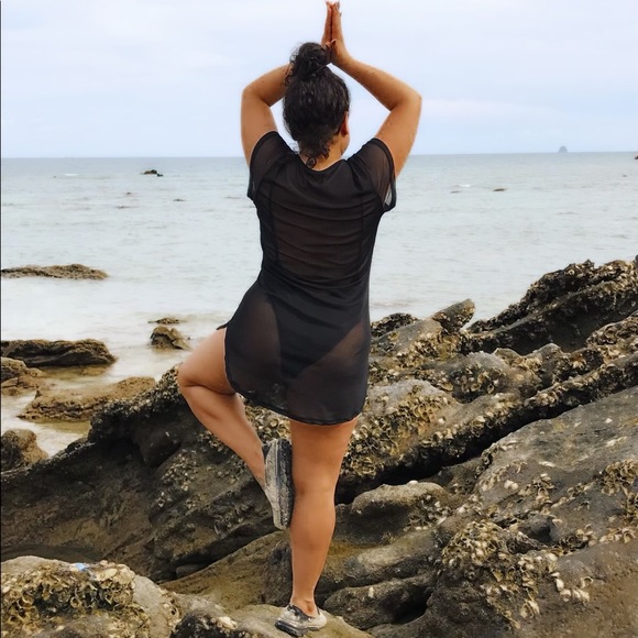 Sheer black midi dress/ cover up - Picture 4 of 4